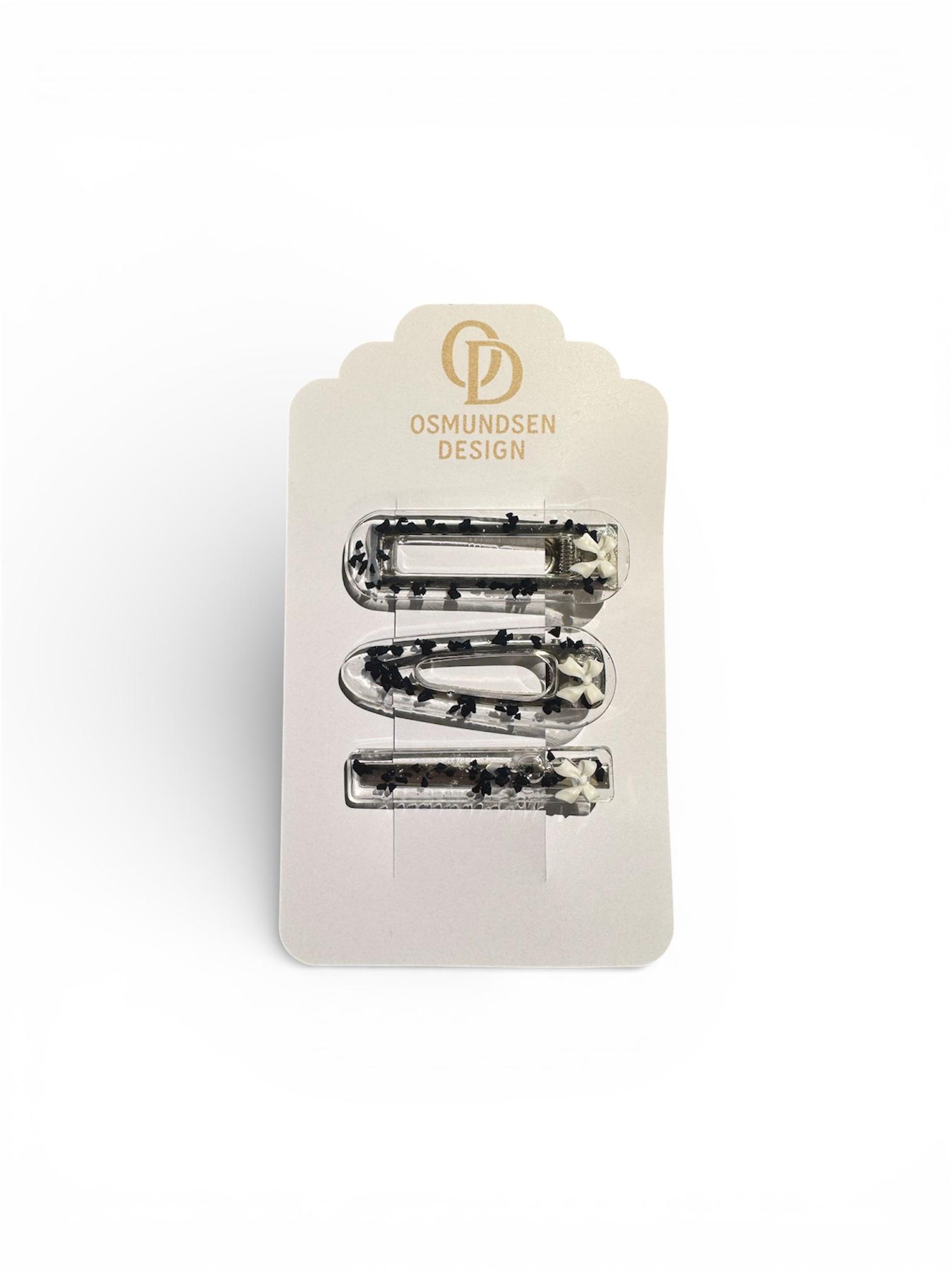 Hårspenner svart/gjennomsiktig - sett med 3 stk